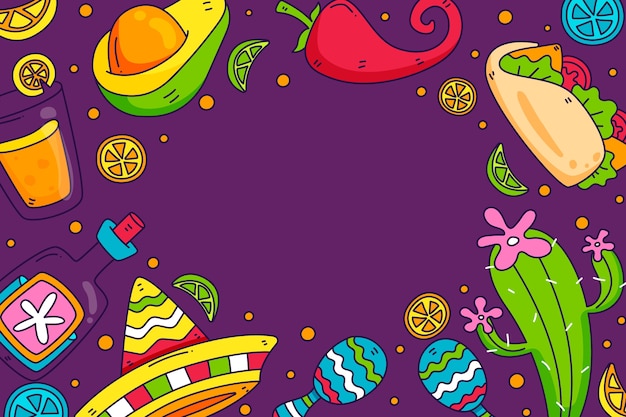 Vettore sfondo di cinco de mayo disegnato a mano