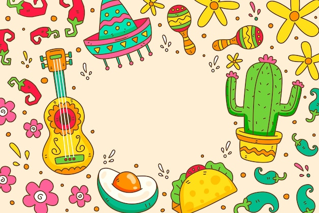 Vector hand drawn cinco de mayo background