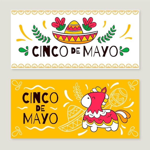 Hand drawn cinco de mayo banners