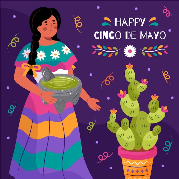 Vector hand drawn cinco de mayo illustration