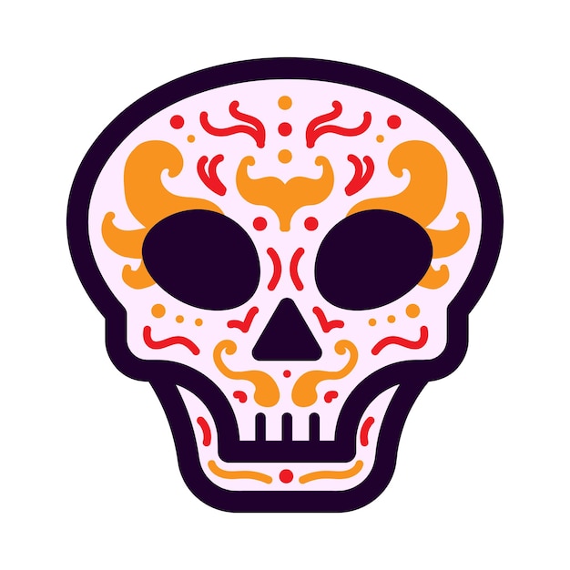 Hand drawn cinco de mayo skull vector illustration