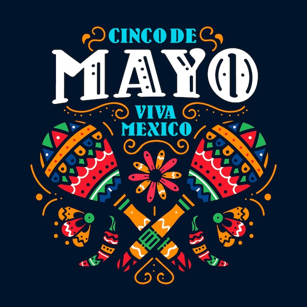 Vettore carta da parati cinco de mayo disegnata a mano