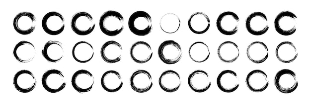 Hand drawn circle brush sketch set. Grunge doodle scribble round circles for message note mark