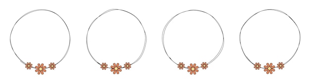 Hand drawn circle frame decoration element with flowers clip art