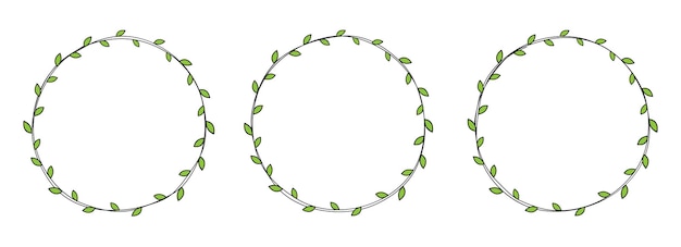 Декорационный элемент ручной рамки круга с листьями клип-арта