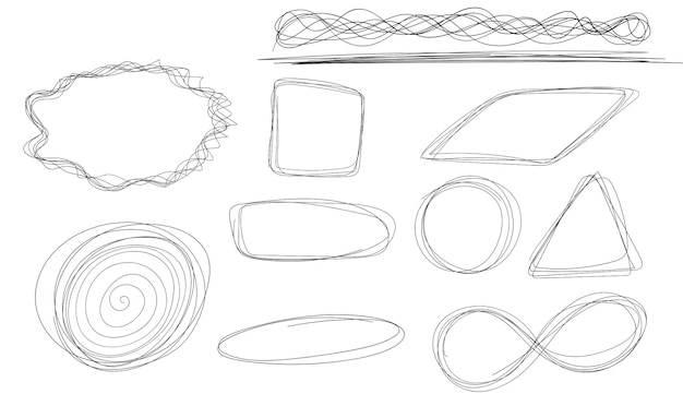 Vector hand drawn circle line sketch set vector circular scribble doodle circles for message note mark