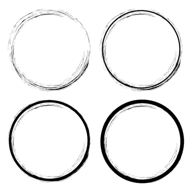 Hand drawn circle line sketch set vector circular scribble doodle round circles for message note mark design element pencil or pen graffiti bubble or ball draft illustration