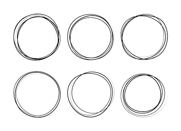 Vector hand drawn circle line sketch set