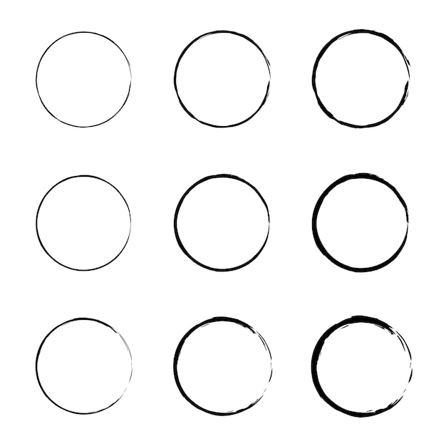 Schizzo di cerchi disegnati a mano ellissi di doodle di vettore nero cerchi di doodle per elementi di design