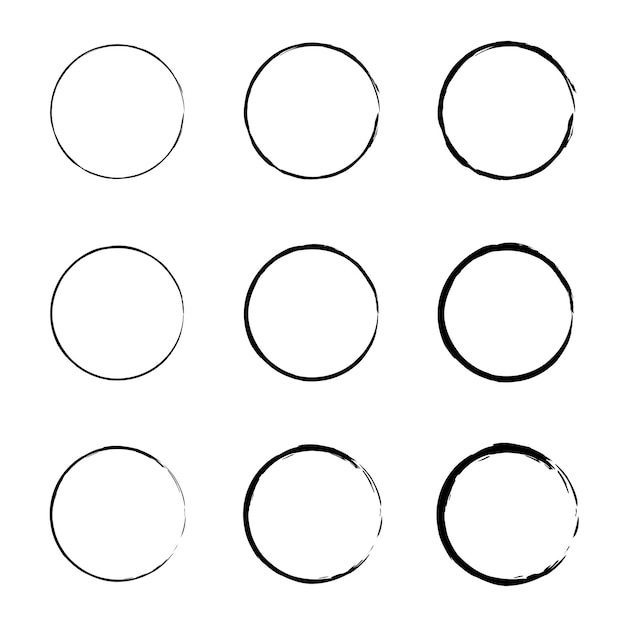 손으로 그린 원 스케치 블랙 벡터 낙서 타원 디자인 요소에 대 한 낙서 원