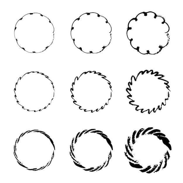 Vector hand drawn circles sketch black vector doodle ellipses speed lines in circle form