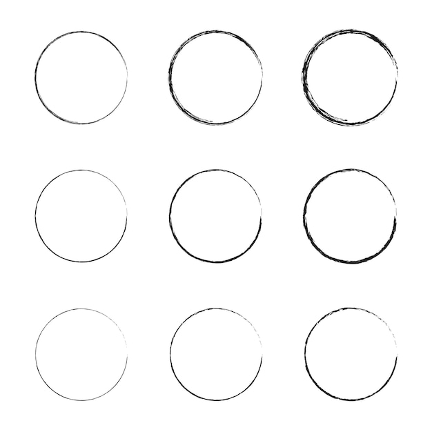 Vector hand drawn circles sketch frame set sketch hand drawn simple hand drawn circle