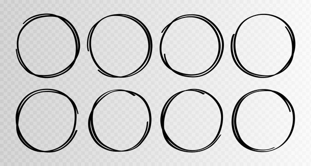 Vector hand drawn circles sketch frame super set rounds scribble line circles vector illustrations