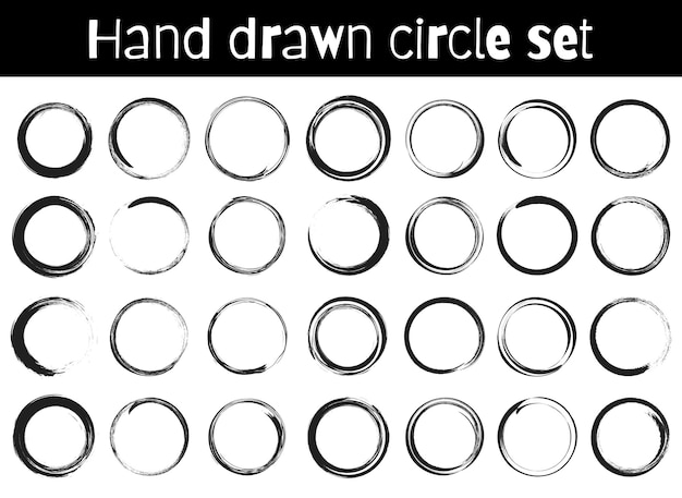 Ручной обращается круги эскиз рамки супер набор раундов каракули линии круги векторные иллюстрации