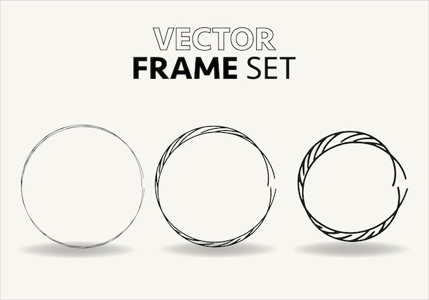 Hand drawn circles sketch frame vector set Rounds scribble line circles Vector illustrations