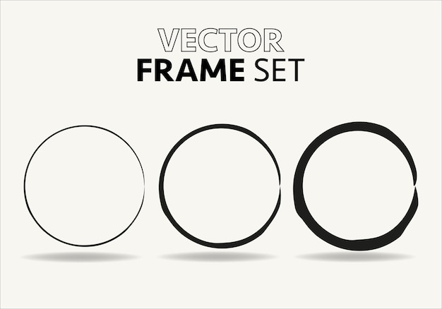 Hand drawn circles sketch frame vector set Rounds scribble line circles Vector illustrations