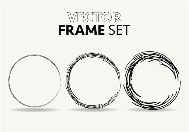 Hand drawn circles sketch frame vector set Rounds scribble line circles Vector illustrations