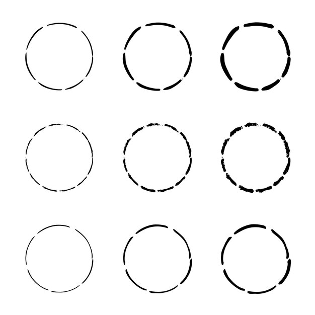 Hand drawn circles sketch Round frames in doodle style Speed lines in circle form