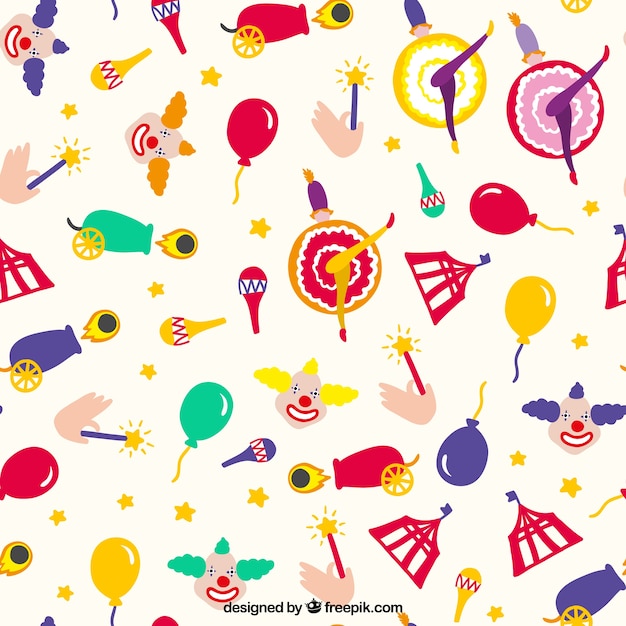 Hand drawn circus elements pattern