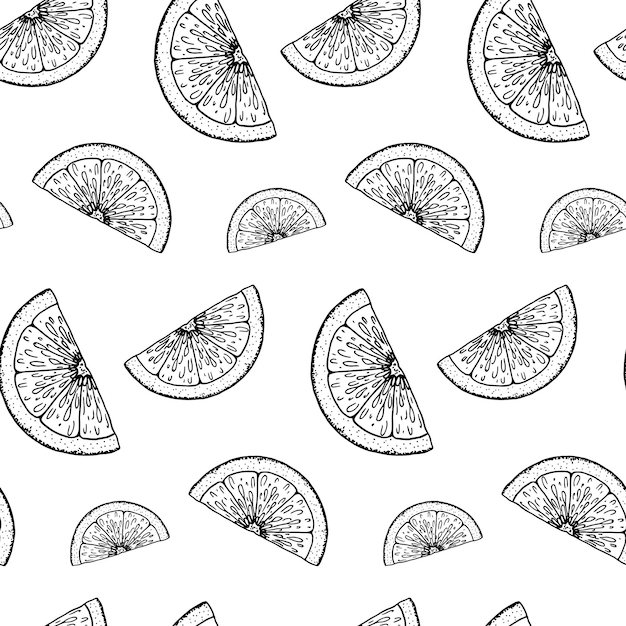 Hand drawn citrus seamless pattern