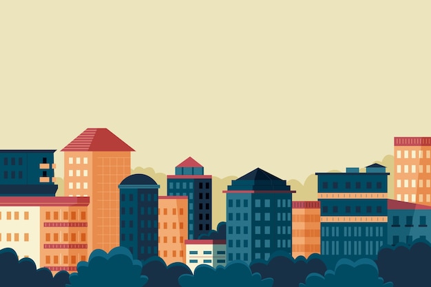 Vector hand drawn city background