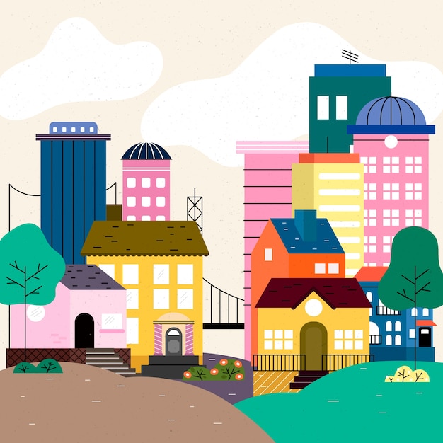 Vector hand drawn city illustration