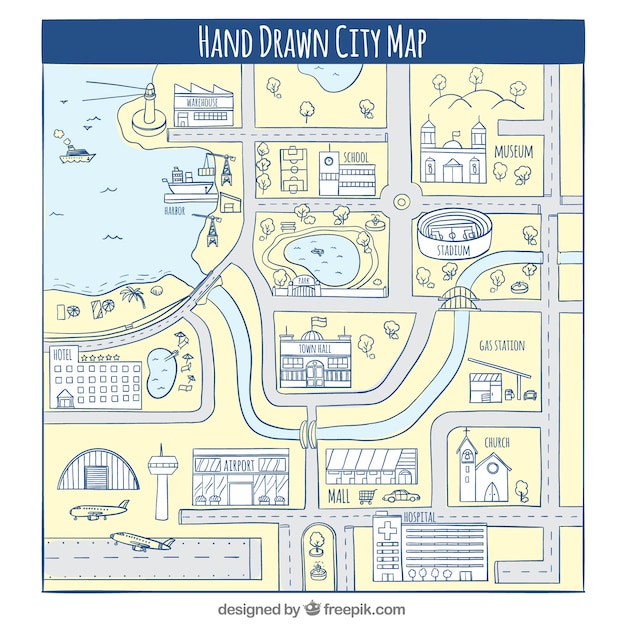 Mappa della città disegnata a mano