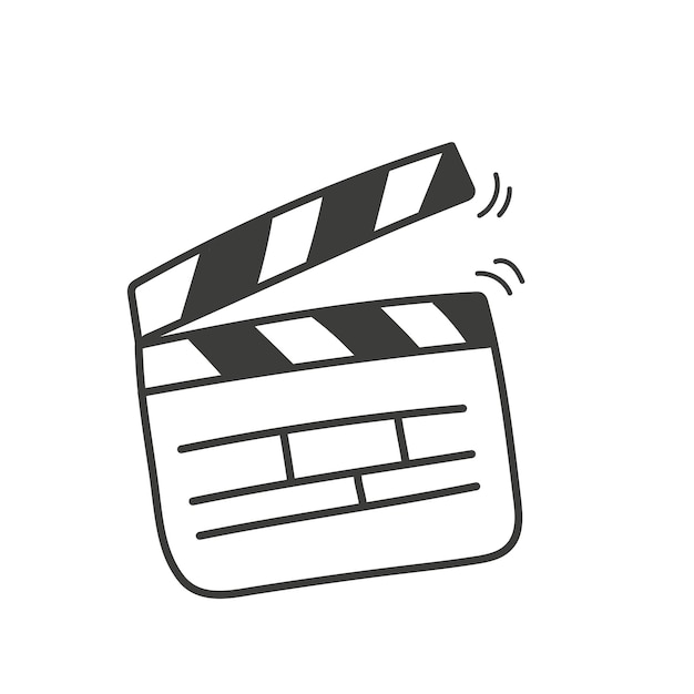 Hand drawn clapper icon for the movie A firecracker for filmmaking Board for a film set vector ill