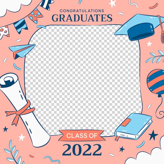 Vector hand drawn class of 2022 frame template