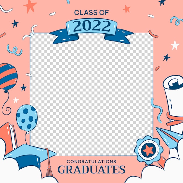 Vector hand drawn class of 2022 frame template