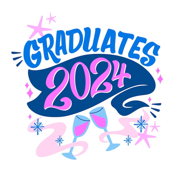 Vector hand drawn class of 2024 lettering