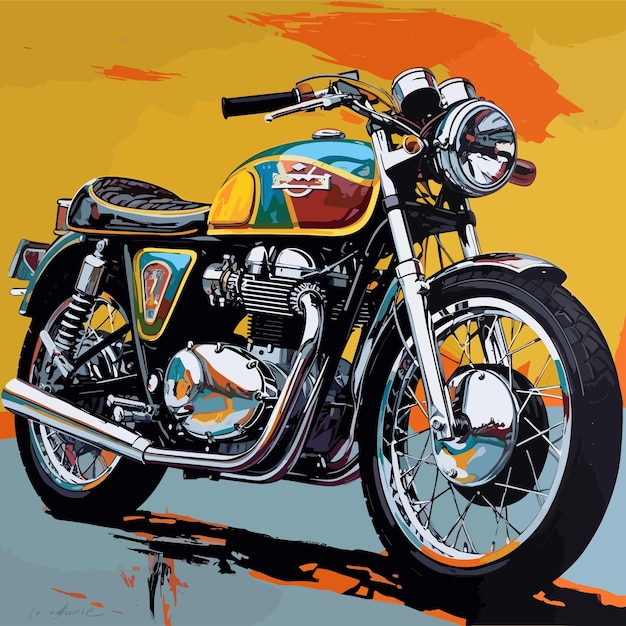 ベクトル 手描きのクラシックバイクイラスト