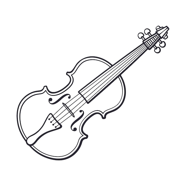 Vettore violino classico disegnato a mano senza arco strumento musicale ad arco a corde illustrazione vettoriale