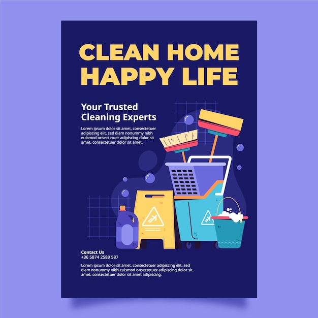 Vector hand drawn cleaning service poster template