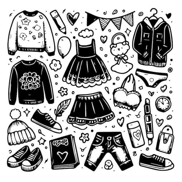 hand drawn clothes elements