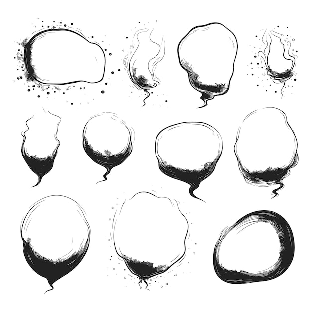 Hand drawn clouds collection vector