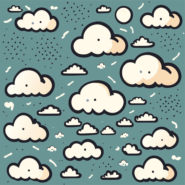 Vector hand drawn clouds collection