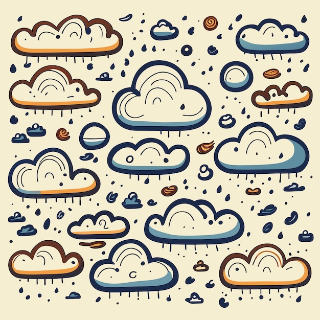 Vector hand drawn clouds collection