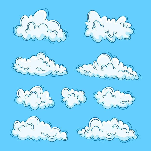 Vector hand drawn clouds collection
