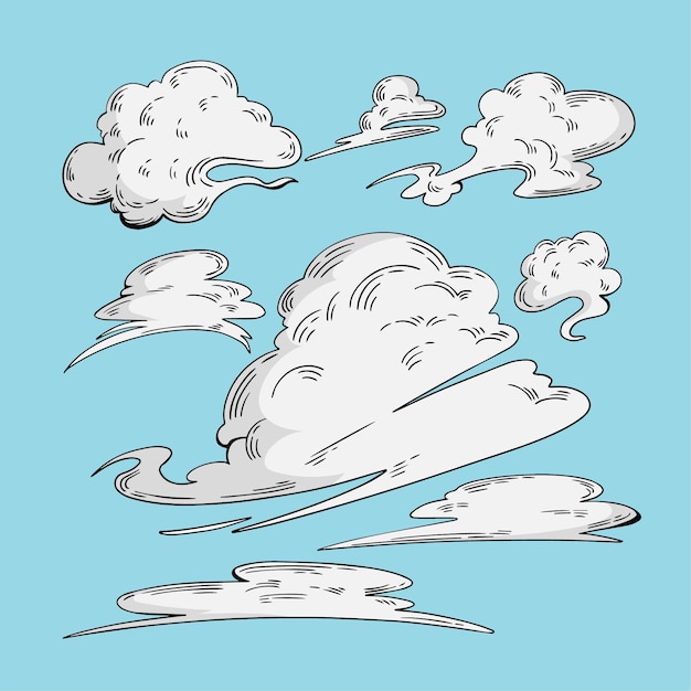 Vector hand drawn clouds collection