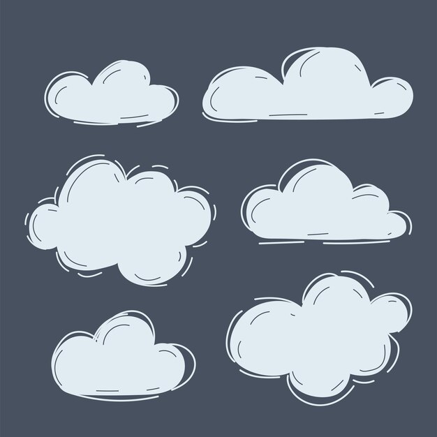 Hand drawn clouds set