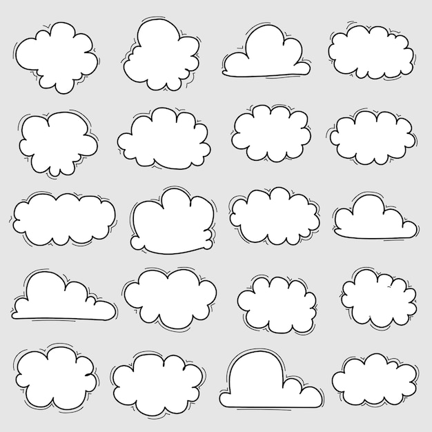 Set di nuvole disegnate a mano