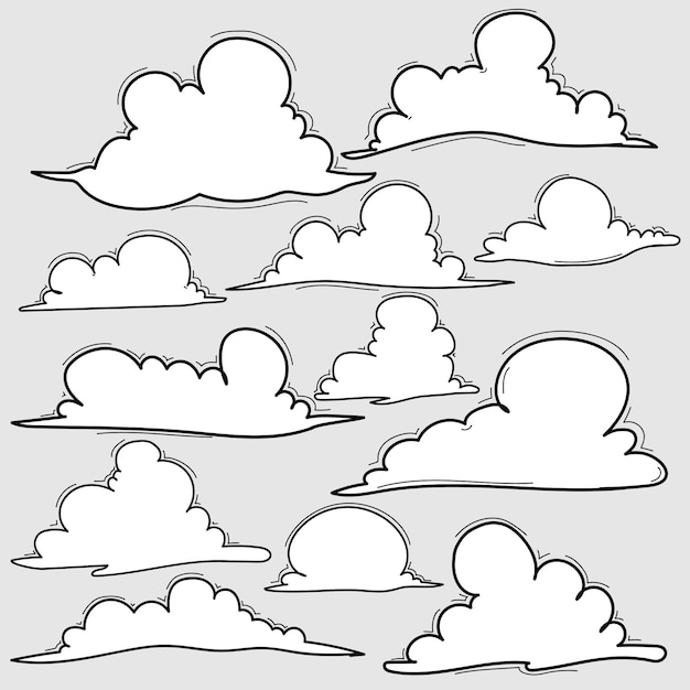 Hand drawn clouds set