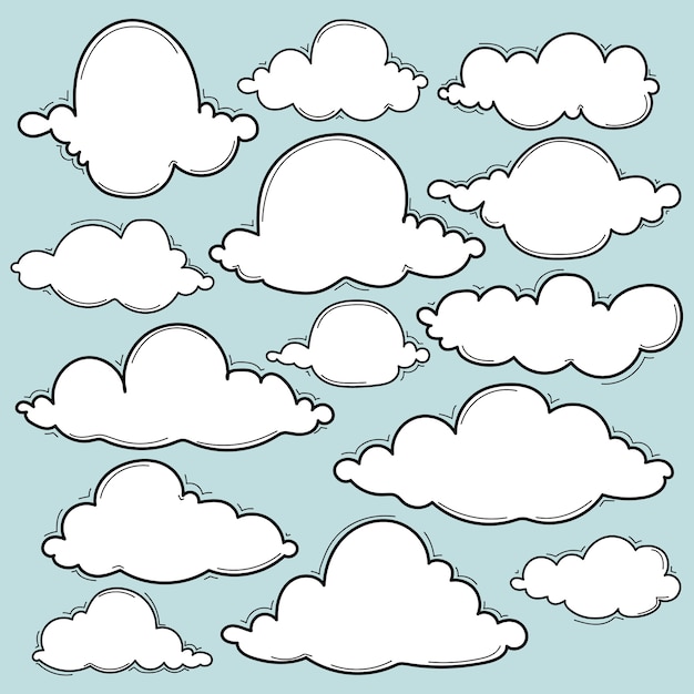 Vector hand drawn clouds set