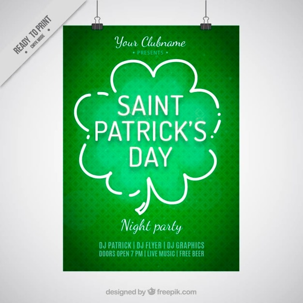 Vector hand drawn clover saint patrick's day poster