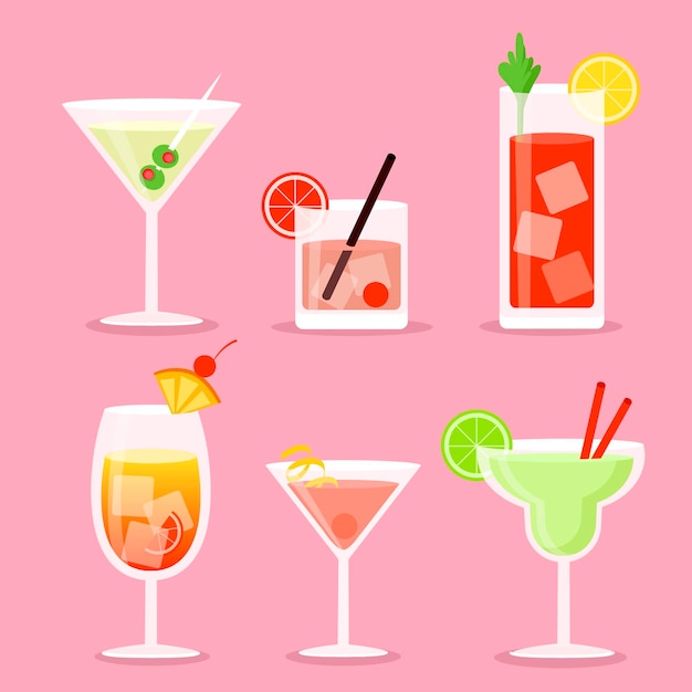 Collezione di cocktail disegnati a mano