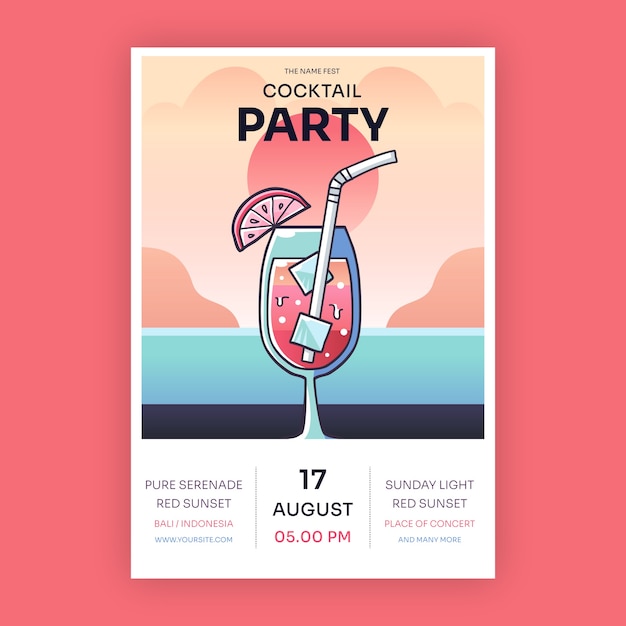 Vector hand drawn cocktail flyer