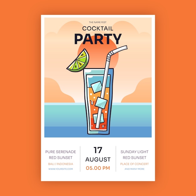 Vector hand drawn cocktail flyer