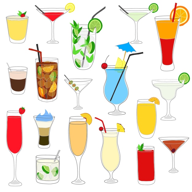 Vettore set cocktail disegnato a mano