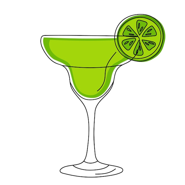 Hand drawn cocktail with lime